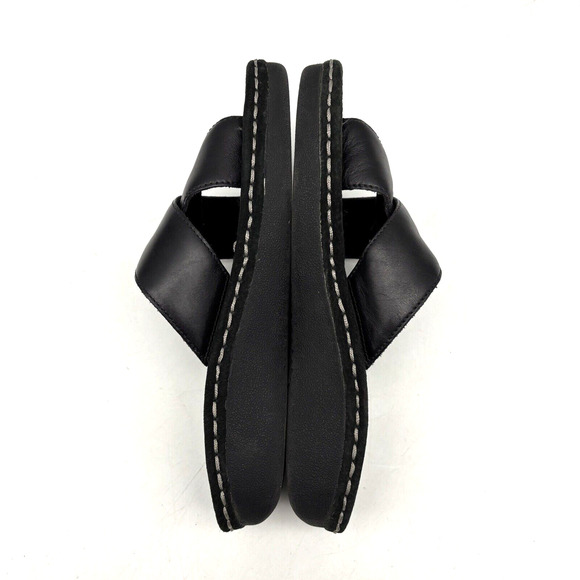 Vintage 90s Y2K Sideout TUCSON Black Leather Slip On Slide Sandals Size 7 - Picture 12 of 15